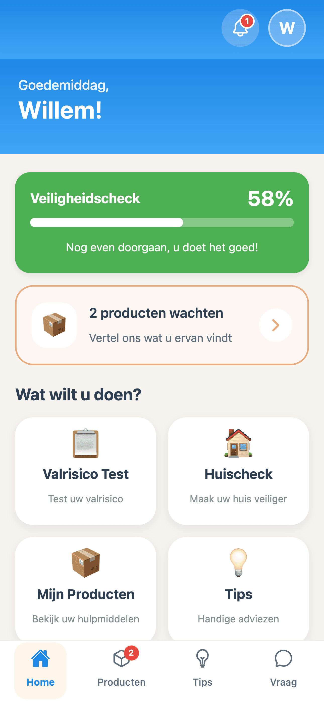 ValBewust App - Home scherm